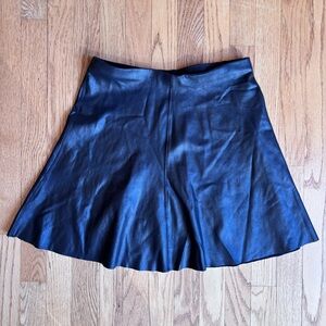 SPANX Black Faux Leather Skater Skirt S